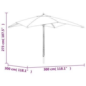 Garden Parasol with Wooden Pole - Azure Blue 300x300 cm