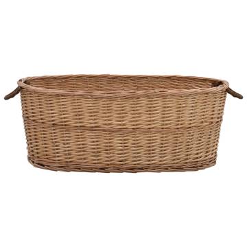 Durable Firewood Basket with Handles - Natural Willow 88x57x34 cm