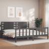 Bed Frame with Headboard Grey 200x200 cm Solid Wood Colour grey Size 200 x 200 cm 