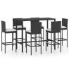 7 Piece Garden Bar Set with Cushions Poly Rattan Black Colour black Size 130 x 60 x 110 cm Number of 7 