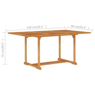 Garden Table 150x90x75 cm - Solid Teak Wood for Outdoors