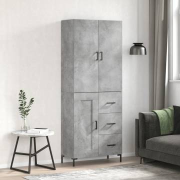 Stylish Highboard Concrete Grey - 69.5x34x180 cm | HipoMarket