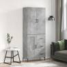 Highboard Concrete Grey 69.5x34x180 cm Engineered Wood Colour concrete grey Quantity in Package 1 Model 1 wood door 3 drawers 