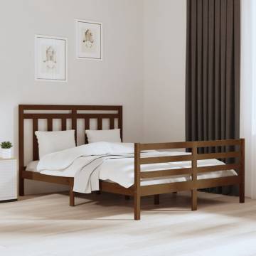 Honey Brown Solid Wood Bed Frame 150x200 cm King Size | HipoMarket