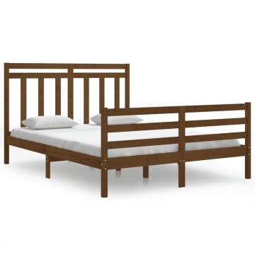 Honey Brown Solid Wood Bed Frame 150x200 cm King Size | HipoMarket