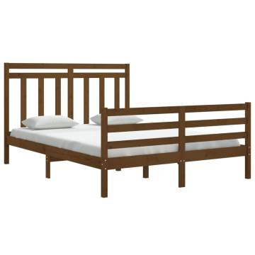 Honey Brown Solid Wood Bed Frame 150x200 cm King Size | HipoMarket