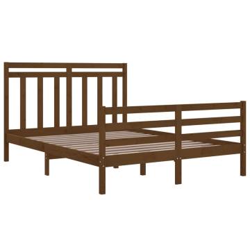 Honey Brown Solid Wood Bed Frame 150x200 cm King Size | HipoMarket