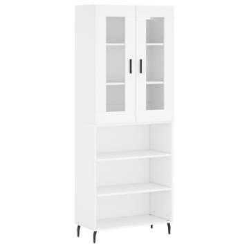 Stylish White Highboard - 69.5x34x180 cm Engineered Wood