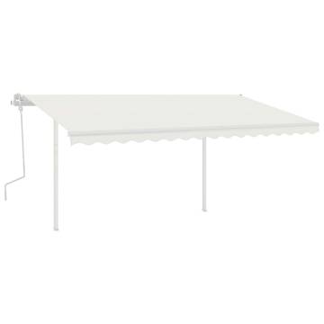 Manual Retractable Awning with Posts 4x3.5m - Cream | HipoMarket