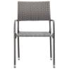 3 Piece Garden Dining Set - Grey & Black Poly Rattan & Steel