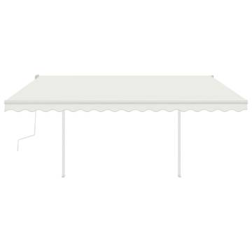 Manual Retractable Awning with Posts 4x3.5m - Cream | HipoMarket