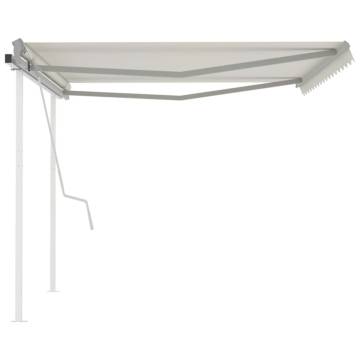 Manual Retractable Awning with Posts 4x3.5m - Cream | HipoMarket