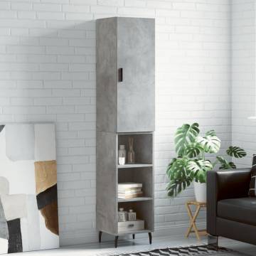 Stylish Highboard in Concrete Grey - 34.5x34x180 cm