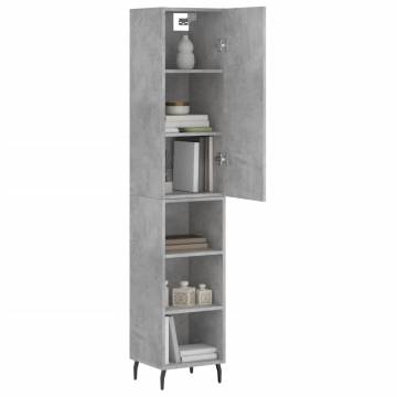 Stylish Highboard in Concrete Grey - 34.5x34x180 cm