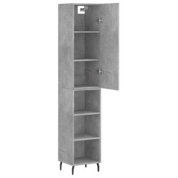 Stylish Highboard in Concrete Grey - 34.5x34x180 cm