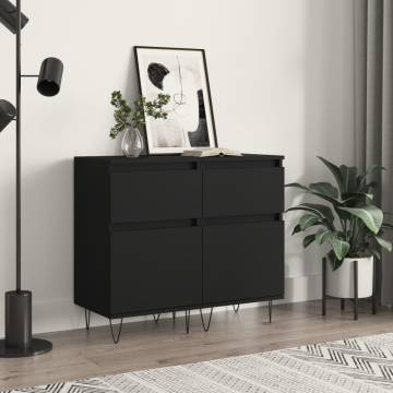 Trendy Black Sideboards - 2 pcs Engineered Wood (40x35x70 cm)