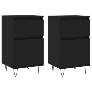 Trendy Black Sideboards - 2 pcs Engineered Wood (40x35x70 cm)