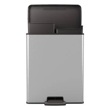 Curver Duo Pedal Bin Deco 26L+26L Silver | Hipomarket