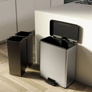 Curver Duo Pedal Bin Deco 26L+26L Silver | Hipomarket