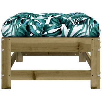 Garden Footstool with Cushion - Impregnated Pine Wood | HipoMarket