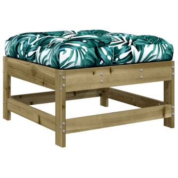 Garden Footstool with Cushion - Impregnated Pine Wood | HipoMarket