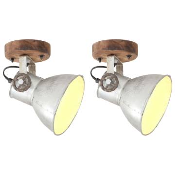 Industrial Wall/Ceiling Lamps - Set of 2 Silver 20x25 cm E27