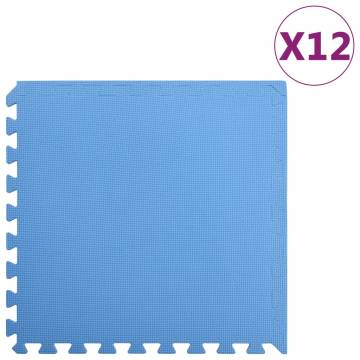 12 Pcs EVA Foam Floor Mats - Blue | Soft & Safe Padding