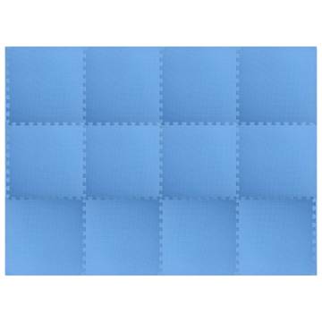 12 Pcs EVA Foam Floor Mats - Blue | Soft & Safe Padding