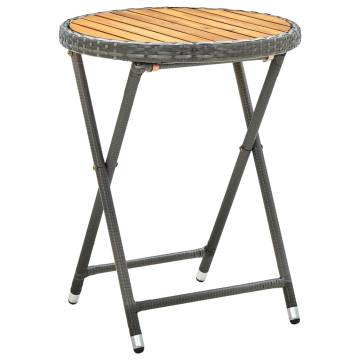 Rustic Grey Tea Table | 60 cm Poly Rattan & Acacia Wood