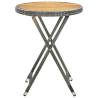 Rustic Grey Tea Table | 60 cm Poly Rattan & Acacia Wood