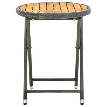 Rustic Grey Tea Table | 60 cm Poly Rattan & Acacia Wood