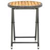 Rustic Grey Tea Table | 60 cm Poly Rattan & Acacia Wood