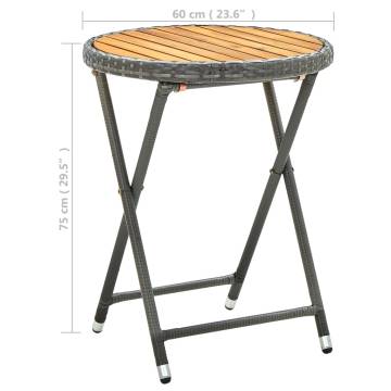 Rustic Grey Tea Table | 60 cm Poly Rattan & Acacia Wood