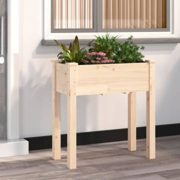 Planter with Liner - Solid Wood Fir | 71x37x76 cm