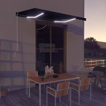 Manual Retractable Awning with LED - 350x250 cm Anthracite