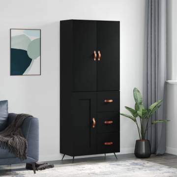 Stylish Black Highboard - 69.5x34x180 cm Engineered Wood