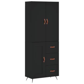 Stylish Black Highboard - 69.5x34x180 cm Engineered Wood