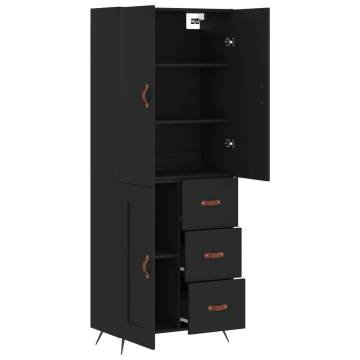 Stylish Black Highboard - 69.5x34x180 cm Engineered Wood