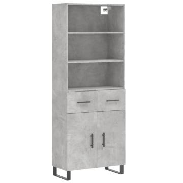 Elegant Highboard in Concrete Grey - Stylish Storage Solution