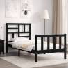 Bed Frame with Headboard Black Small Single Solid Wood Colour black Size 75 x 190 cm 