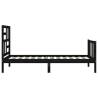 Small Single Black Bed Frame with Headboard - Solid Wood