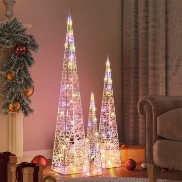 Acrylic Decorative LED Light Cone Set - Multicolour 60/90/120cm