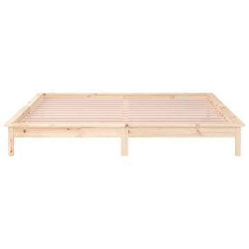 LED Bed Frame 200x200 cm - Solid Pine Wood with RGB Lights