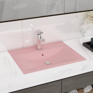 Luxury Matt Pink Ceramic Basin with Faucet Hole - 60x46 cm