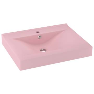 Luxury Matt Pink Ceramic Basin with Faucet Hole - 60x46 cm