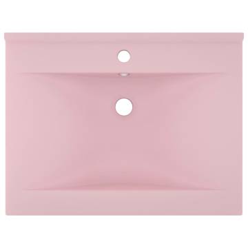 Luxury Matt Pink Ceramic Basin with Faucet Hole - 60x46 cm