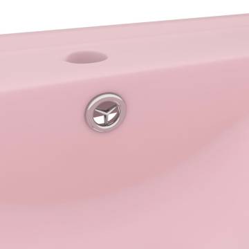 Luxury Matt Pink Ceramic Basin with Faucet Hole - 60x46 cm