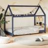 Kids Bed Frame Grey Solid Pine Wood 70x140 cm Colour grey Size 70 x 140 cm 