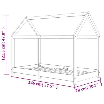 Kids Bed Frame Grey Solid Pine Wood 70x140 cm - Hipo Market