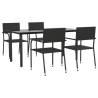 5 Piece Black Poly Rattan & Steel Garden Dining Set